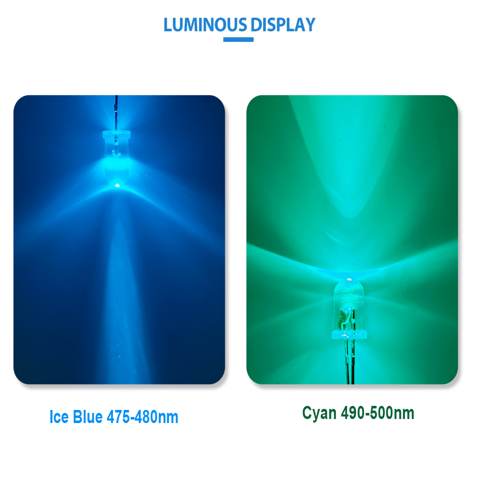 5mm 2pin Cyan Ice Blue 480nm 4 - Actinic Blue Led avis et prix