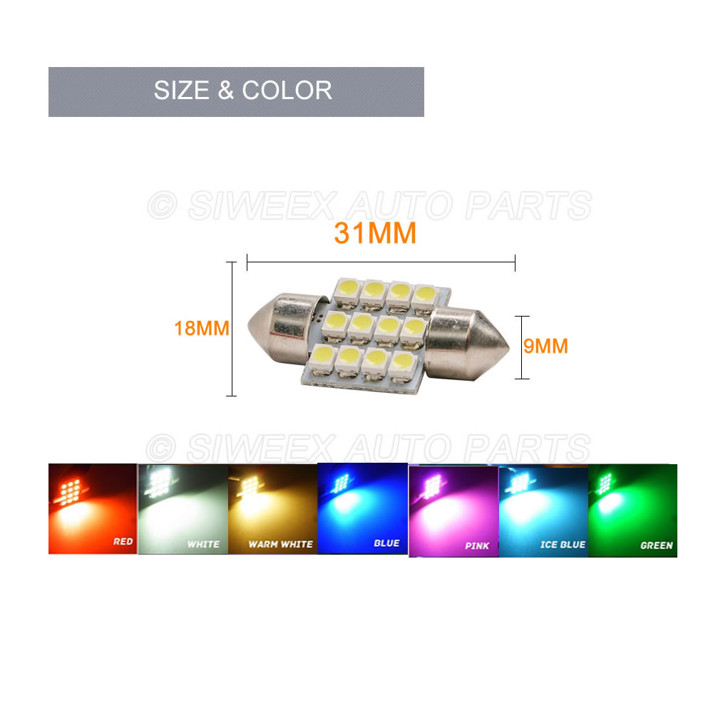31mm 3528 1210 SMD 12 LED voit - Actinic Blue Led avis et prix